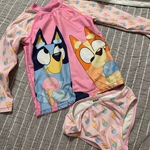 Bluey Kids Rashguard Set - Pink and Blue